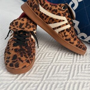 Steve Madden Leopard Print Sneakers with Red Interior